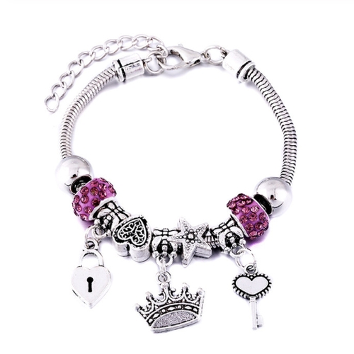 Snake Chain Charm Bracelet - Crown