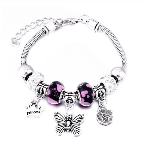 Snake Chain Charm Bracelet - Butterfly