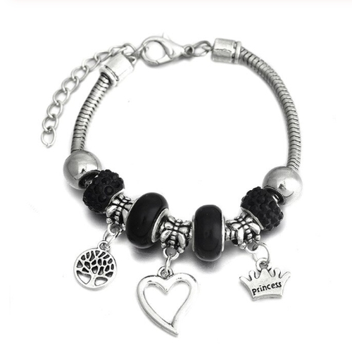 Snake Chain Charm Bracelet - Open Heart