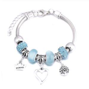 Snake Chain Charm Bracelet - Open Heart