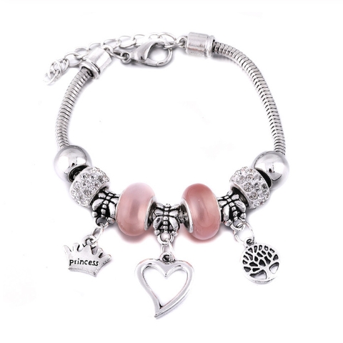 Snake Chain Charm Bracelet - Open Heart
