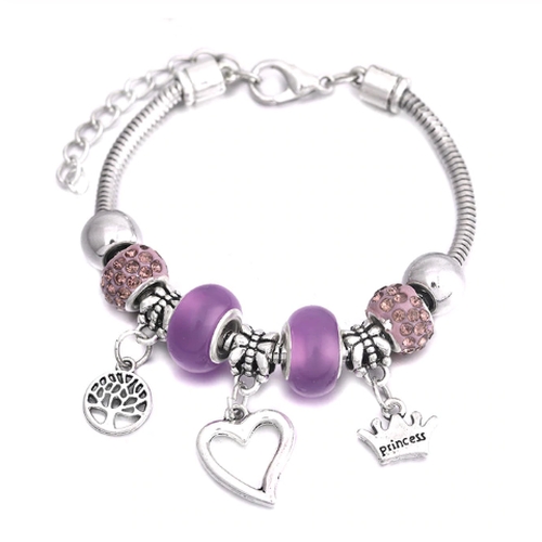 Snake Chain Charm Bracelet - Open Heart