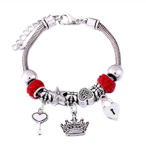 Snake Chain Charm Bracelet - Crown