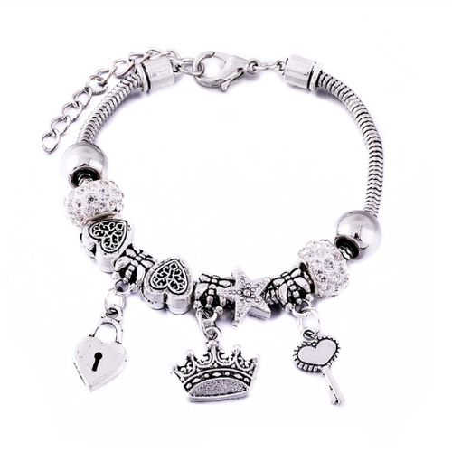 Snake Chain Charm Bracelet - Crown