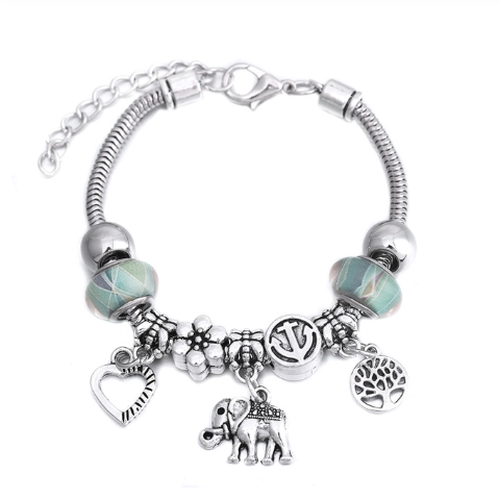 Snake Chain Charm Bracelet - Elephant