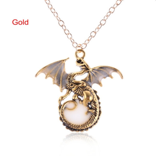 Dragon pendant that glows in the dark in gold colour
