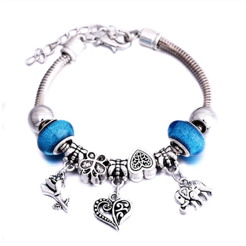 Snake Chain Charm Bracelet - Heart