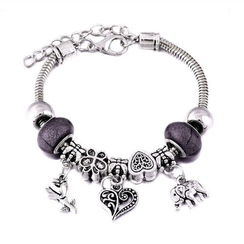 Charm Bracelet With Heart Elephant And Rose Charms - Charm'd