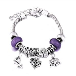 Snake Chain Charm Bracelet - Heart