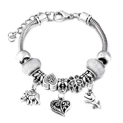 Snake Chain Charm Bracelet - Heart