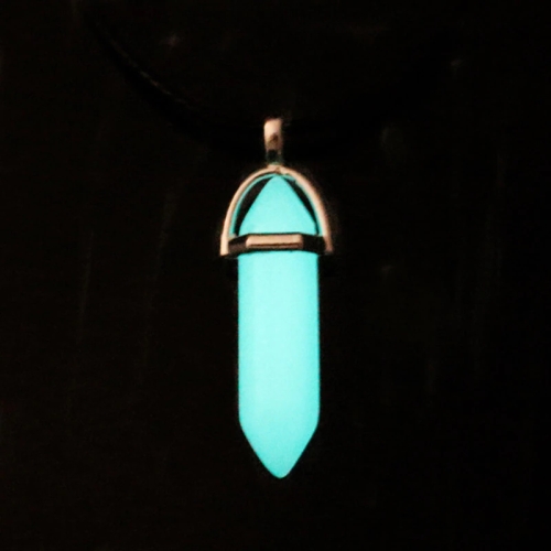 Glow in the dark crystal necklace - Blue Glow