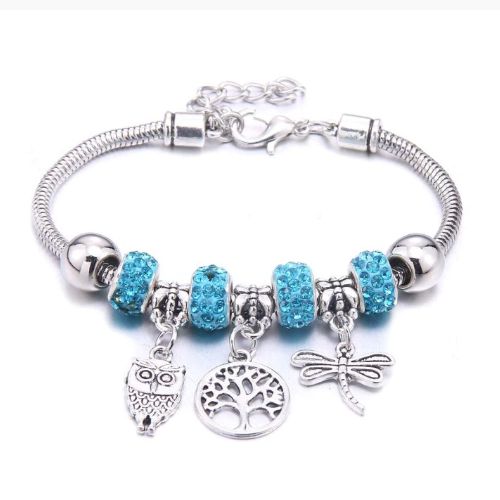 Charm Bracelet With Tree Of Life Dragonfly And Owl Charms - Image 3
